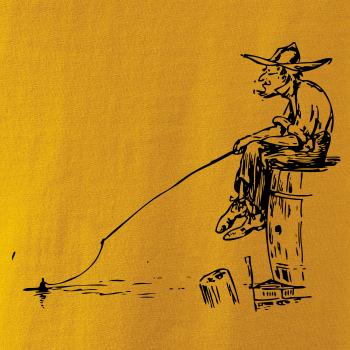 Kreslený rybár na pni Kreslený rybár na pni