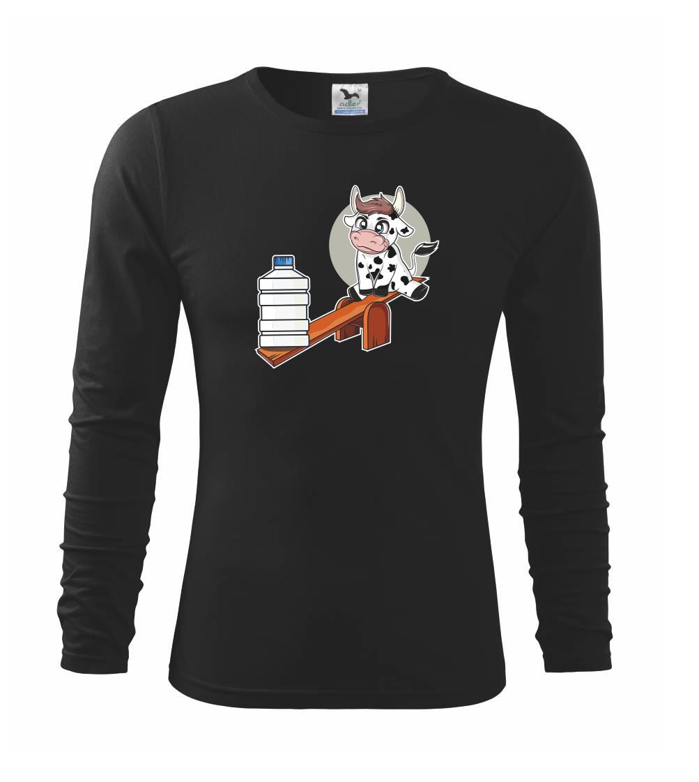 Grafické tričká - Kravka na hojdačke - Tričko detské Long Sleeve