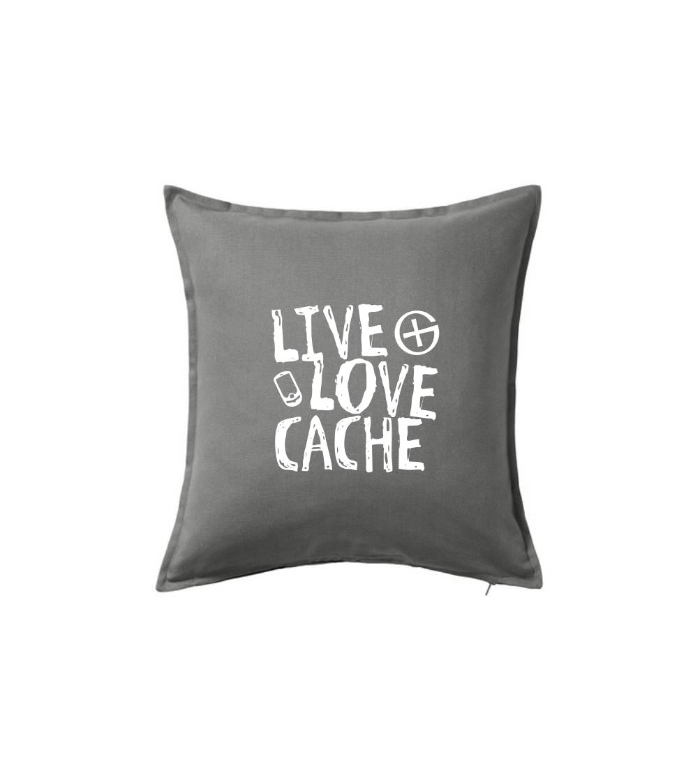 Tričká na geocaching - Live love cache - Vankúš 50x50
