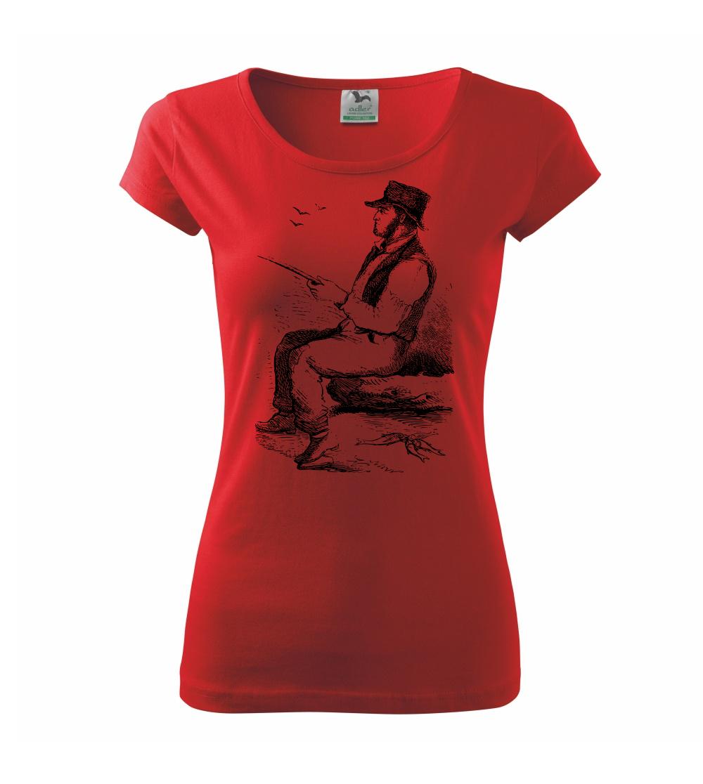 Kreslený pán s klobúkom na rybách