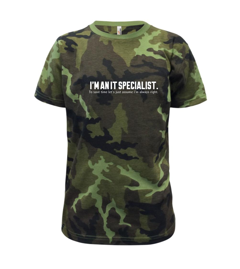 Tričká pre ajťákov - I’m an IT specialist. To save time let’s just assume i’m always right - Detské maskáčové tričko