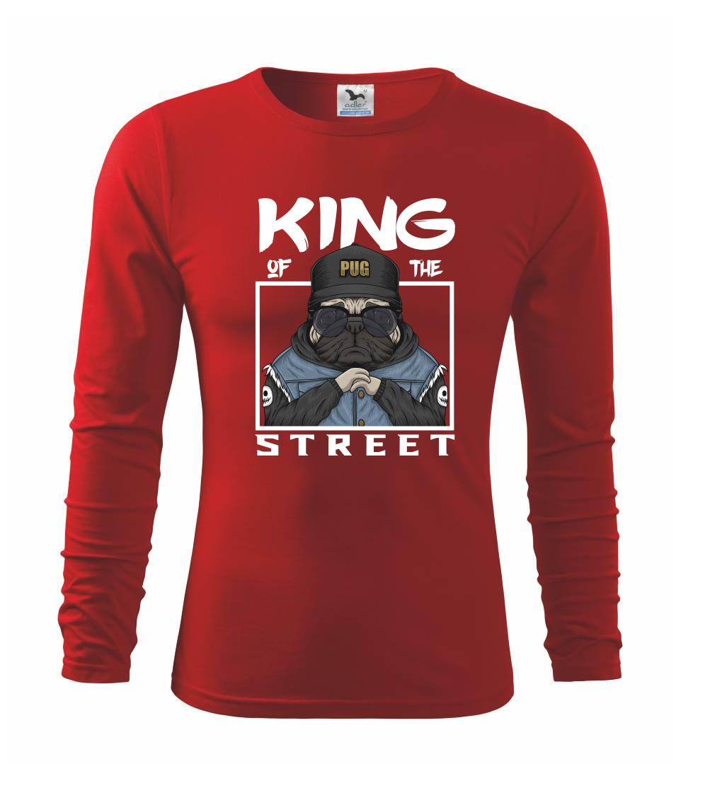 Mops na tričku - Mops king of street - Tričko detské Long Sleeve