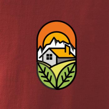 Chalupa pri západe slnka