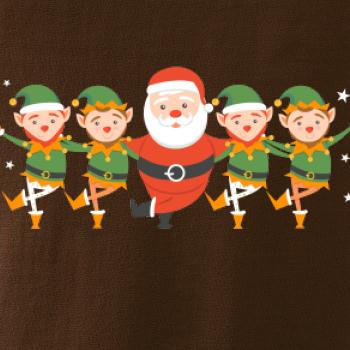 Tancujúci Santa a štyri škriatkovia