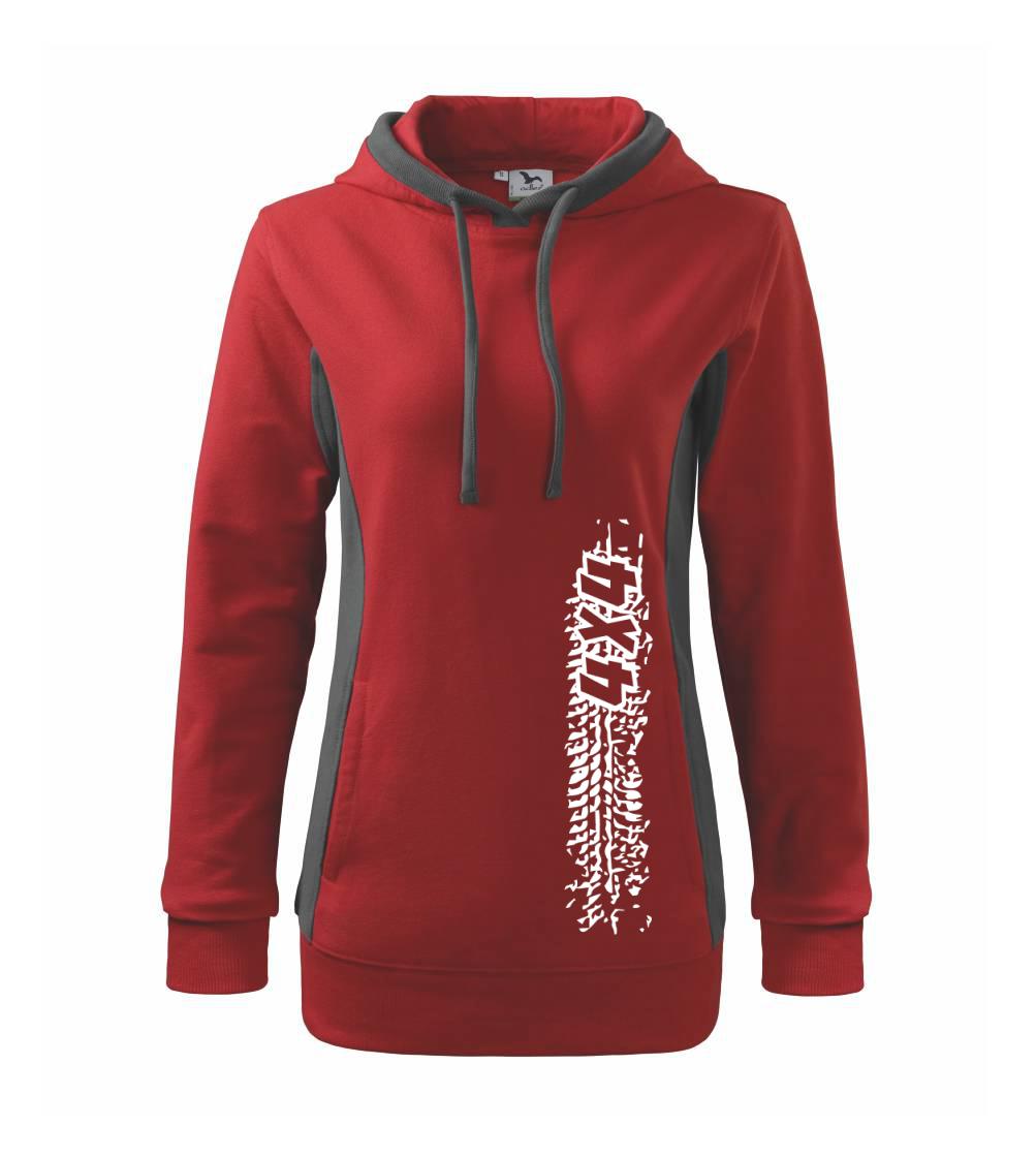 Auto tričká - Pneu stopa 4x4 - Mikina dámska Kangaroo s kapucňou