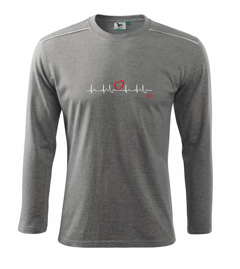 Lyže a Snowboard - Moje srdce bije pre SKI - Tričko s dlhým rukávom Long Sleeve