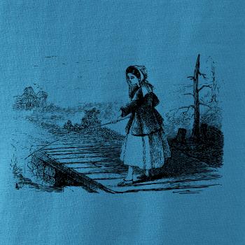 Kreslené dievča na rybách