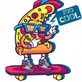 Pizza slice with skateboard Pizza slice with skateboard