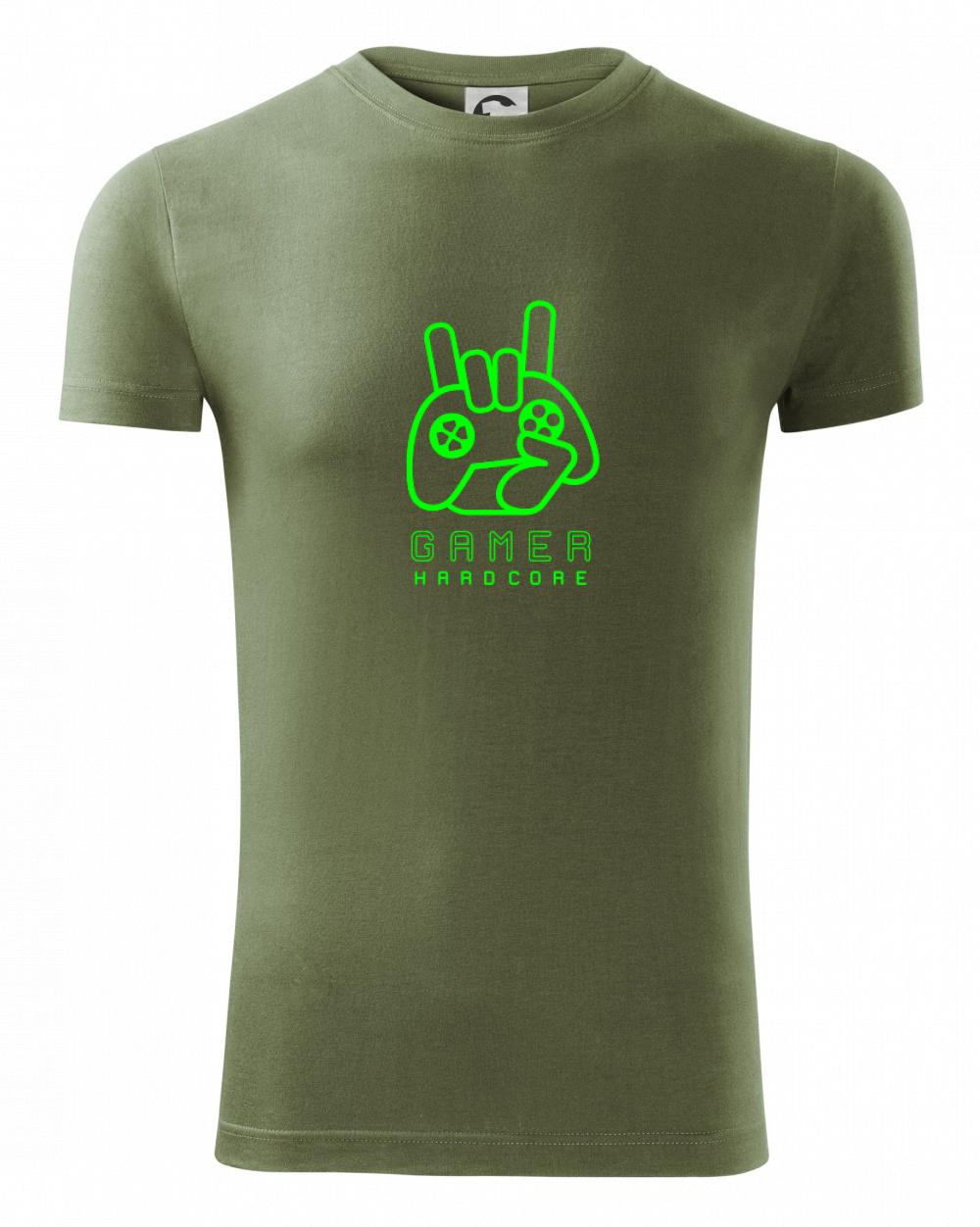 Tričká pre ajťákov - Hardcore gamer - ruka - zelená - Viper FIT - Pánske zúžené tričko