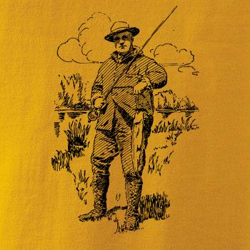 Kreslený rybár s úlovkom