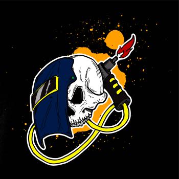 Zvárač - kreslená lebka