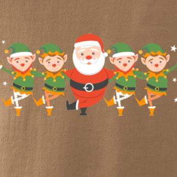 Tancujúci Santa a štyri škriatkovia