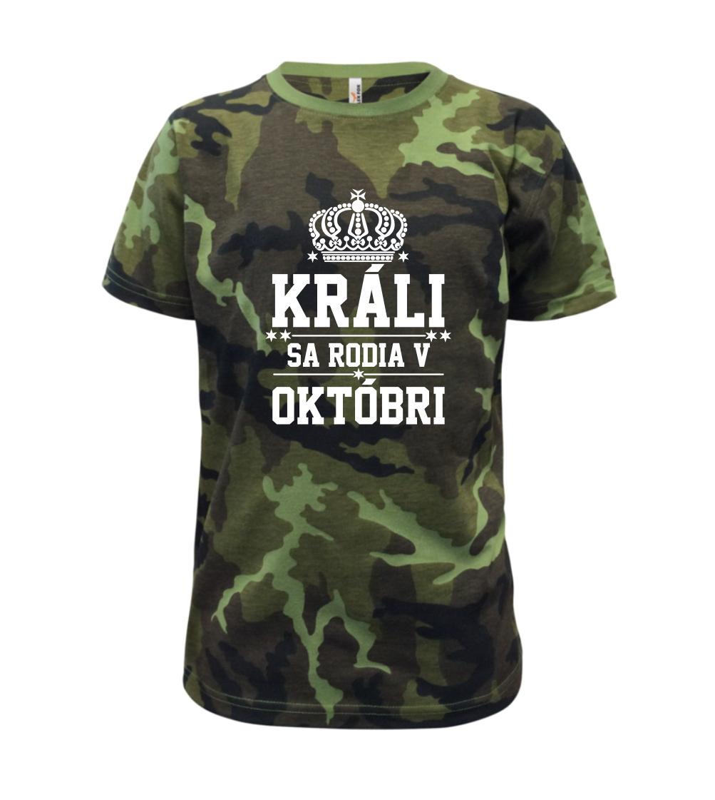 Tričká pre narodených v októbri - Králi sa rodia v októbri - Detské maskáčové tričko