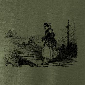 Kreslené dievča na rybách