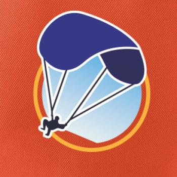 Paragliding modrý padák v kolečku