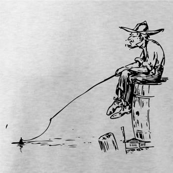 Kreslený rybár na pni