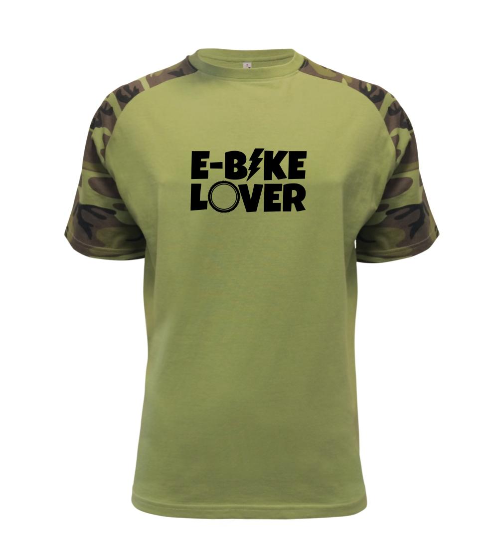 Tričko ako darček pre cyklistu - E-bike lover - Raglan Military