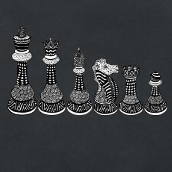 Šachové figúrky v rade - kreslené Šachové figúrky v rade - kreslené