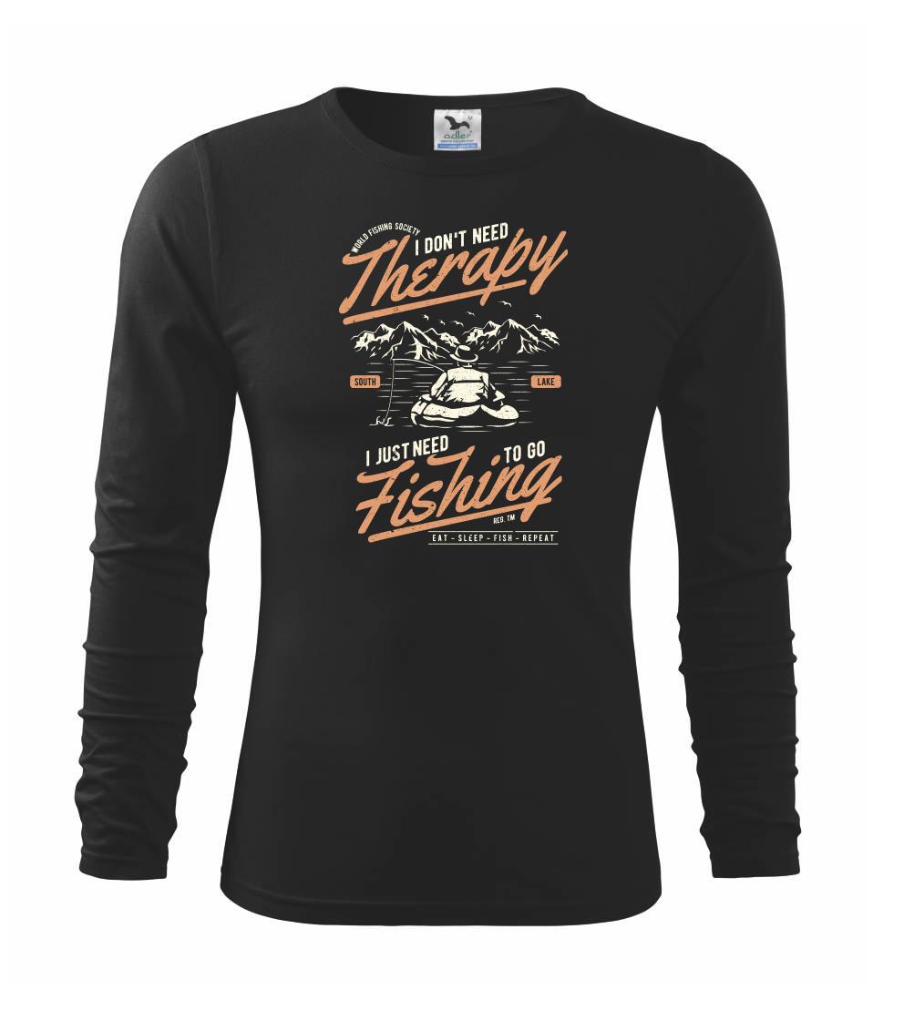 Tričká pre rybárov s potlačou - Fishing Therapy - Tričko detské Long Sleeve