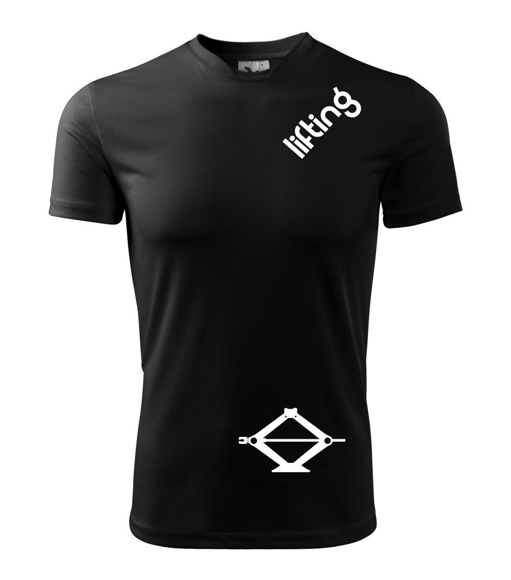 Posilňovani - Lifting nápis šikmo - Pánske tričko Fantasy športové