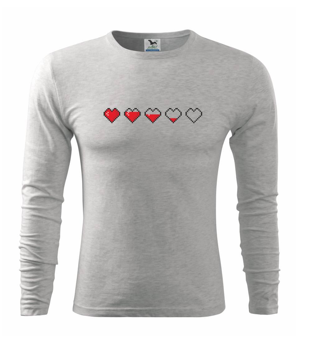 Tričká pre ajťákov - Gamer - srdce - životy - Tričko s dlhým rukávom FIT-T long sleeve