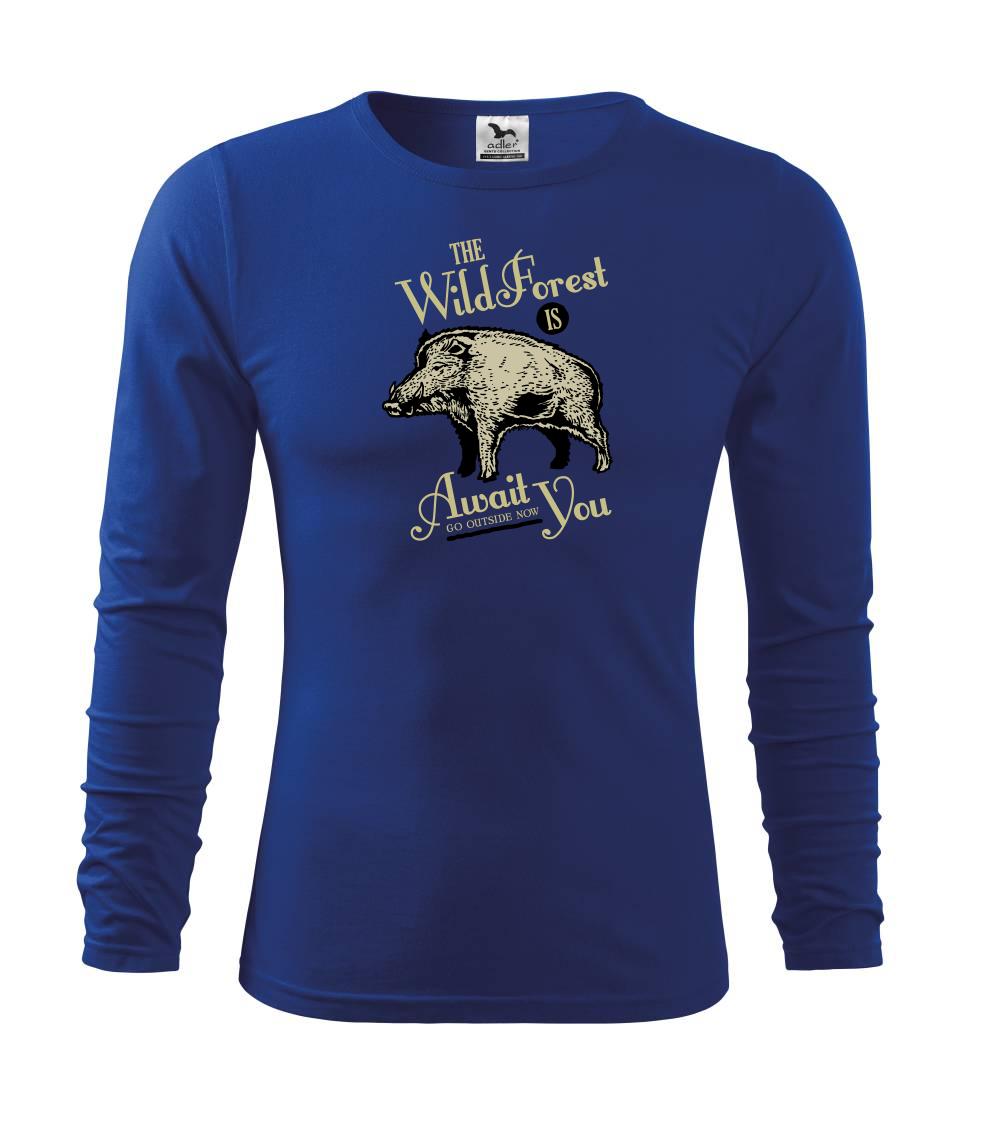 Tričká pre poľovníkov a drevorubačov -  Wild forest diviak - Tričko detské Long Sleeve