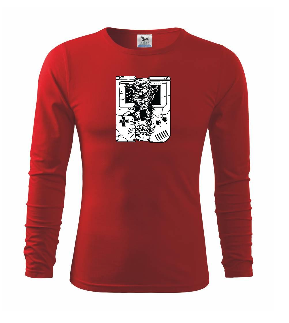 Tričká pre ajťákov - Gameboy Skull - Tričko s dlhým rukávom FIT-T long sleeve