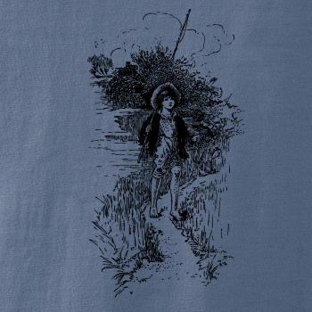 Kreslený kluk s prutem