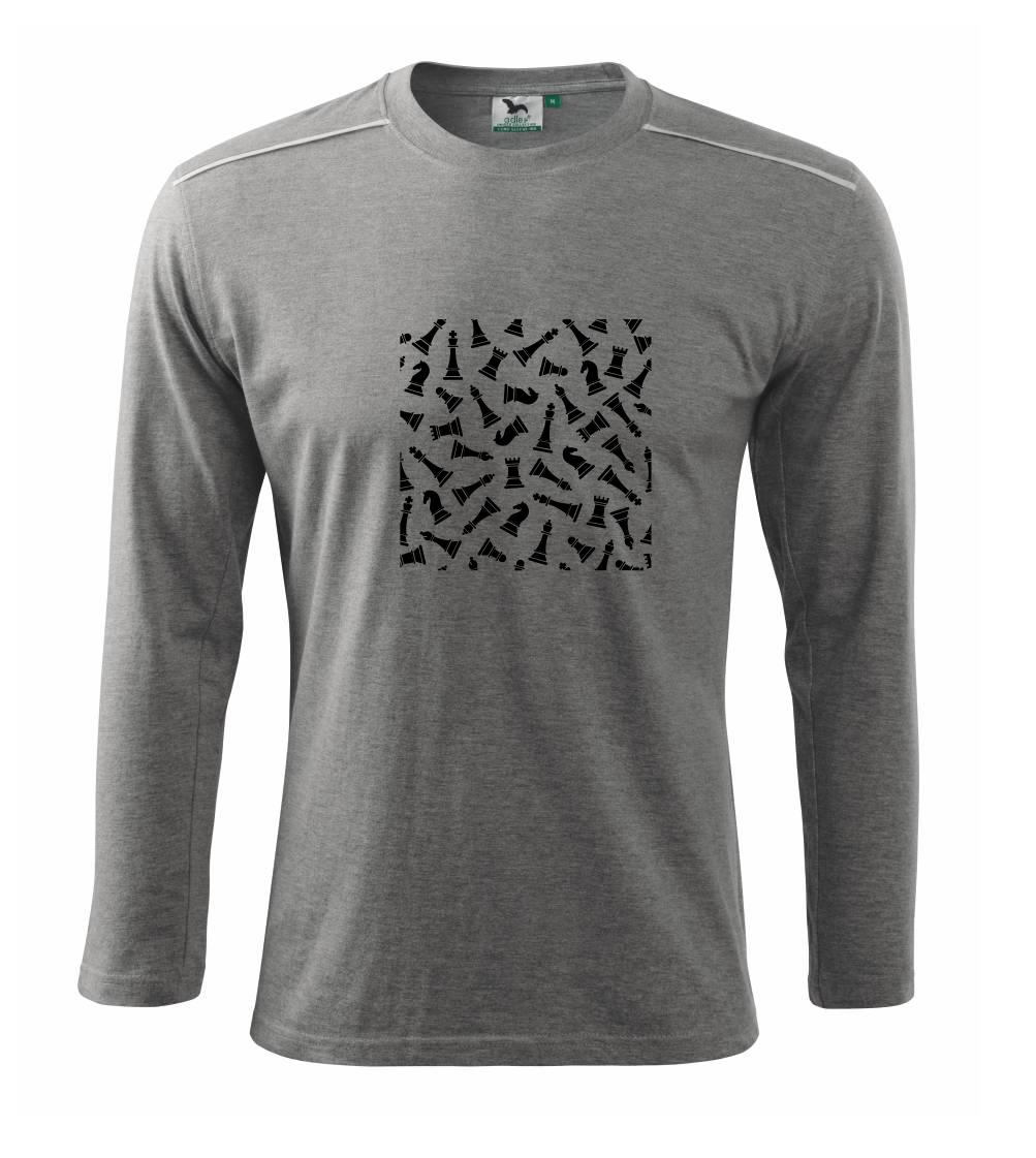 Tričká a mikiny so spoločenskými hrami  - Šachové figúrky vo štvorci - Tričko s dlhým rukávom Long Sleeve