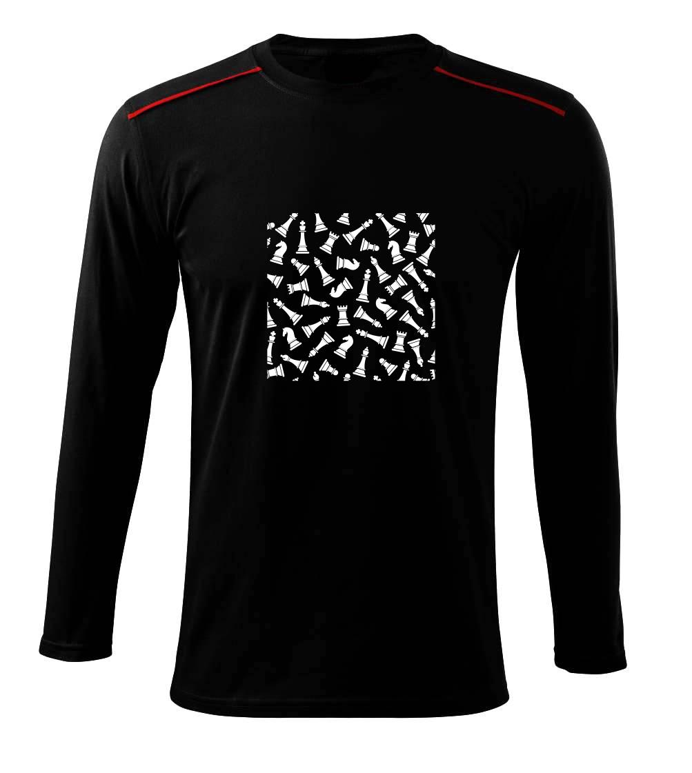 Tričká a mikiny so spoločenskými hrami  - Šachové figúrky vo štvorci - Tričko s dlhým rukávom Long Sleeve