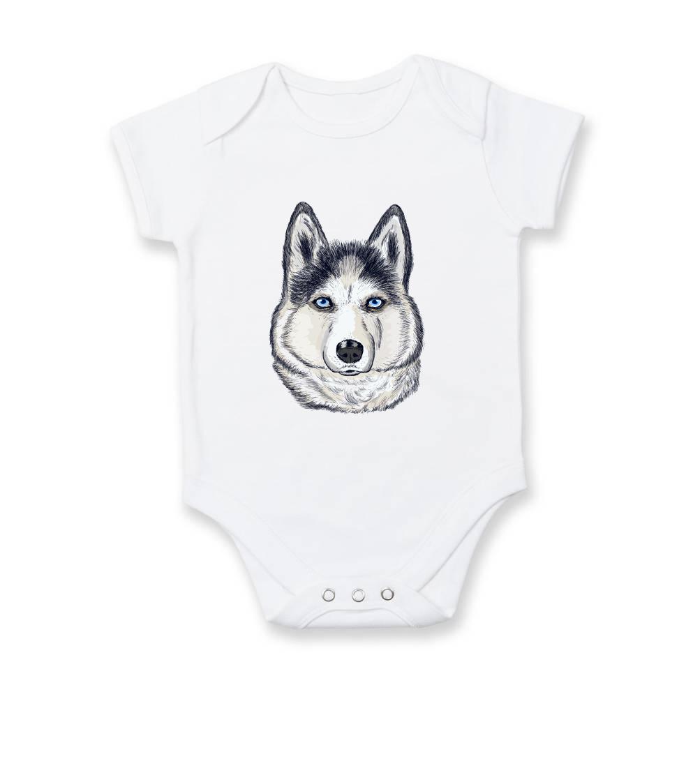 Tričká s motívom Sibírsky husky - Husky hlava - kreslený - Body dojčenské s krátkym rukávom
