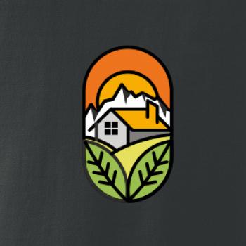 Chalupa pri západe slnka