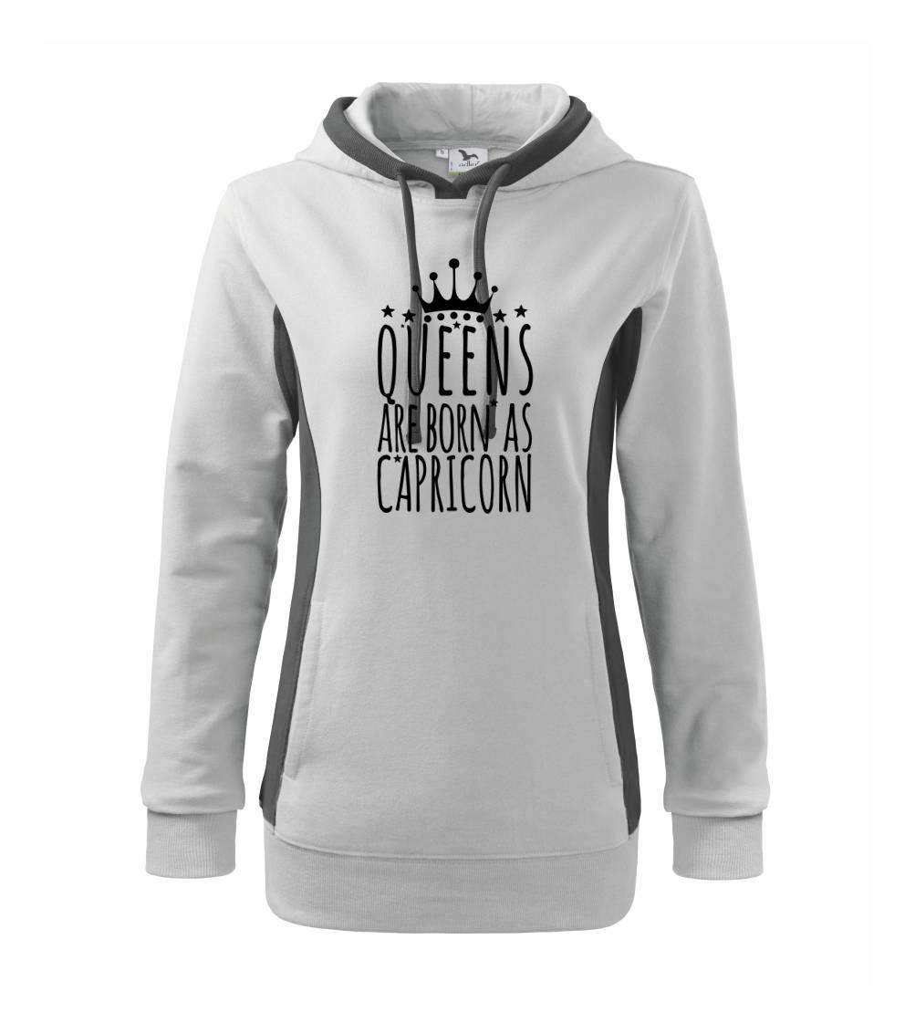 Tričká kozorožec - Queens are born as Capricorn - Kozorožec - Mikina dámska Kangaroo s kapucňou