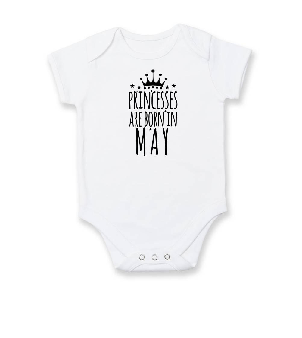 Tričká pre narodených v máji - Princesses are born in may - Body dojčenské s krátkym rukávom