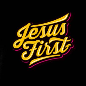 Jesus first žltý nápis Jesus first žltý nápis