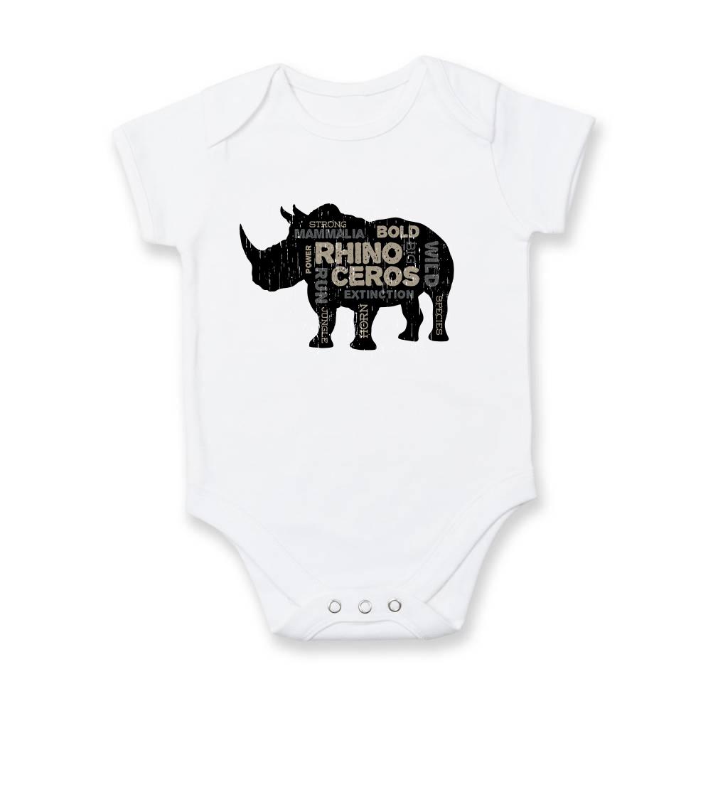 Tričká so zvieratami - Rhino power - Body dojčenské s krátkym rukávom
