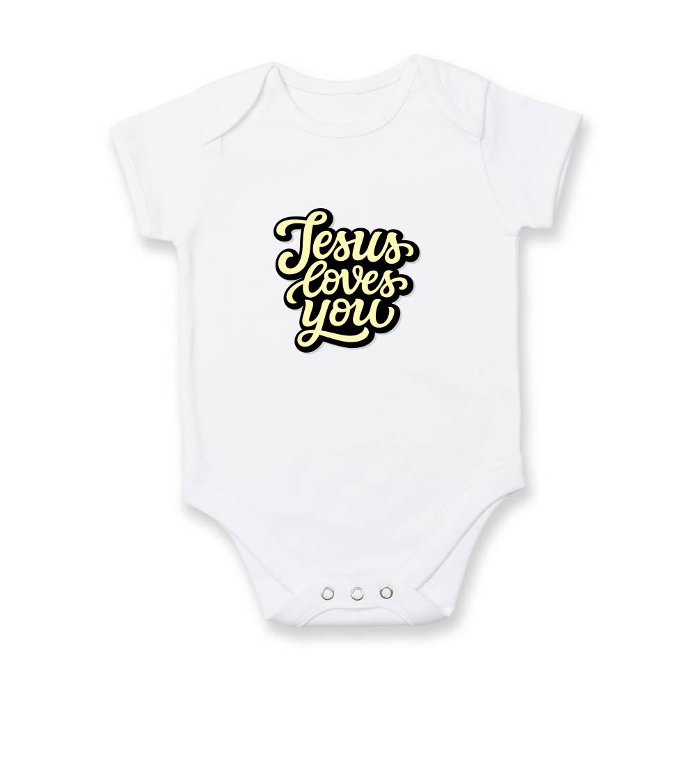 Jesus loves you - písané písmo - Body dojčenské s krátkym rukávom
