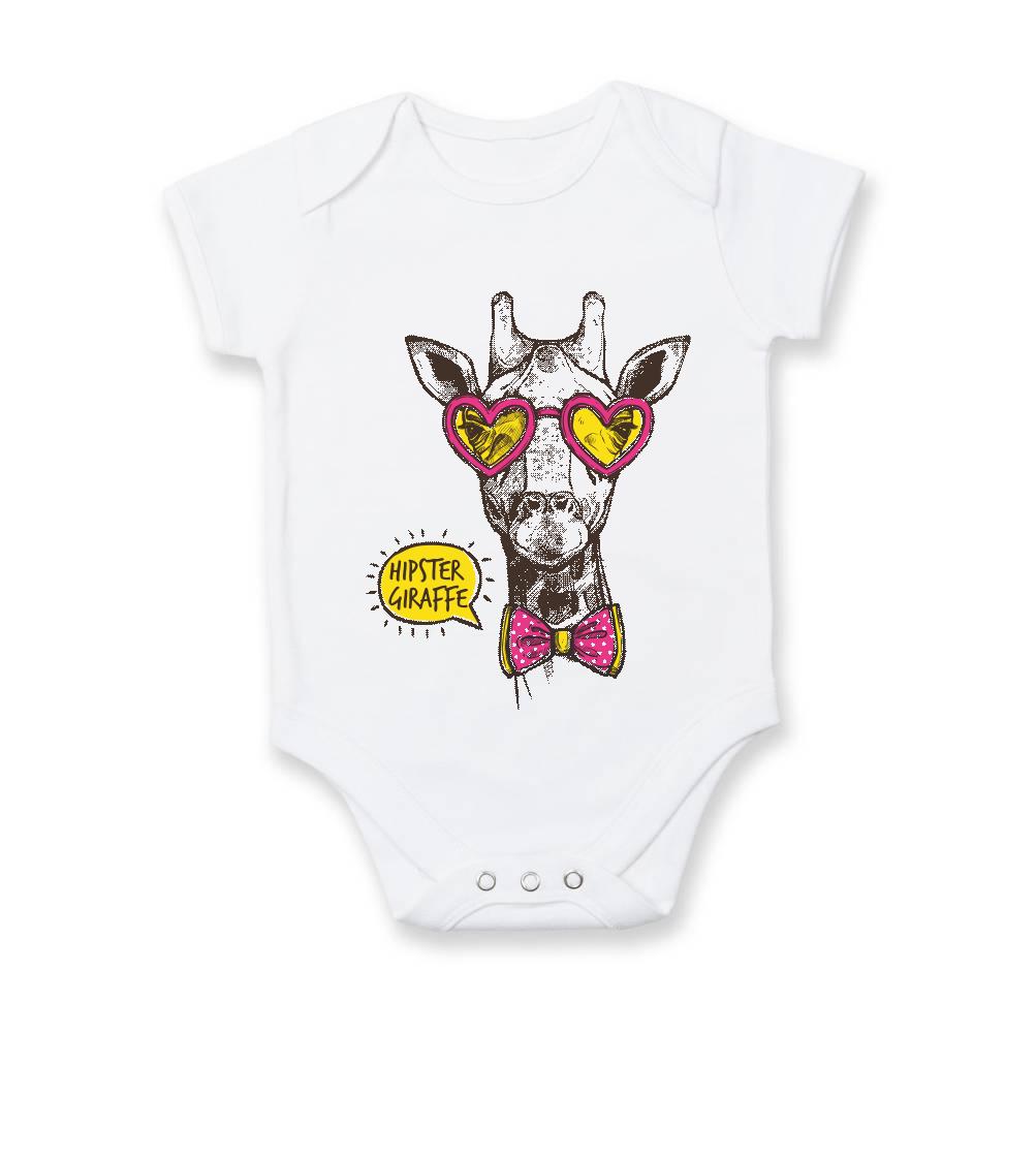 Geek Tričká - Hipster Giraffe - Body dojčenské s krátkym rukávom