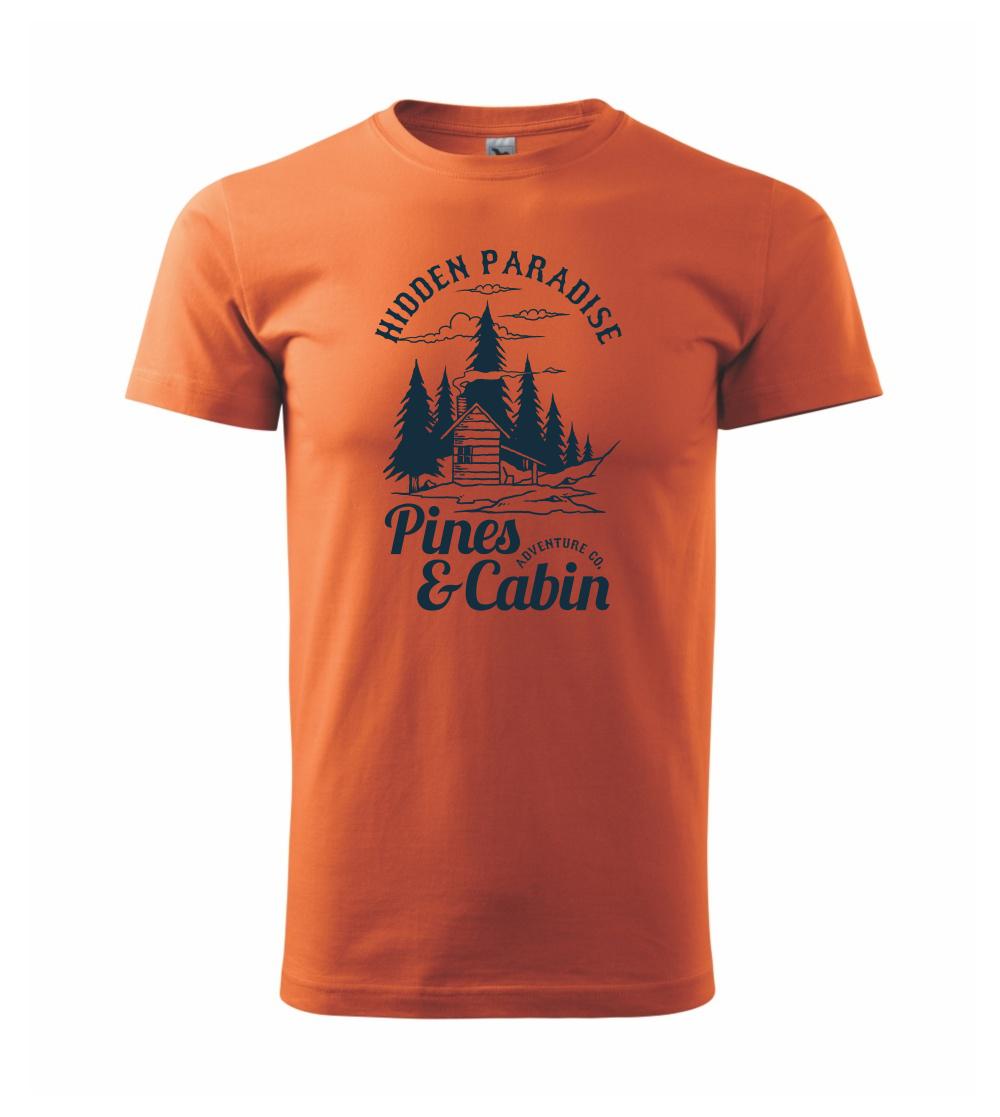 Pines and Cabin - Klasické pánske tričko vyššej gramáže