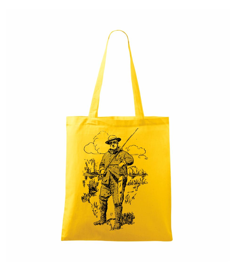 Kreslený rybár s úlovkom