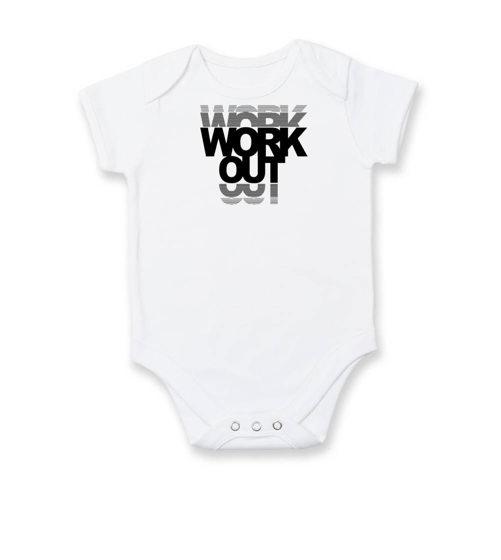 Posilňovani - Workout nápis - Body dojčenské s krátkym rukávom