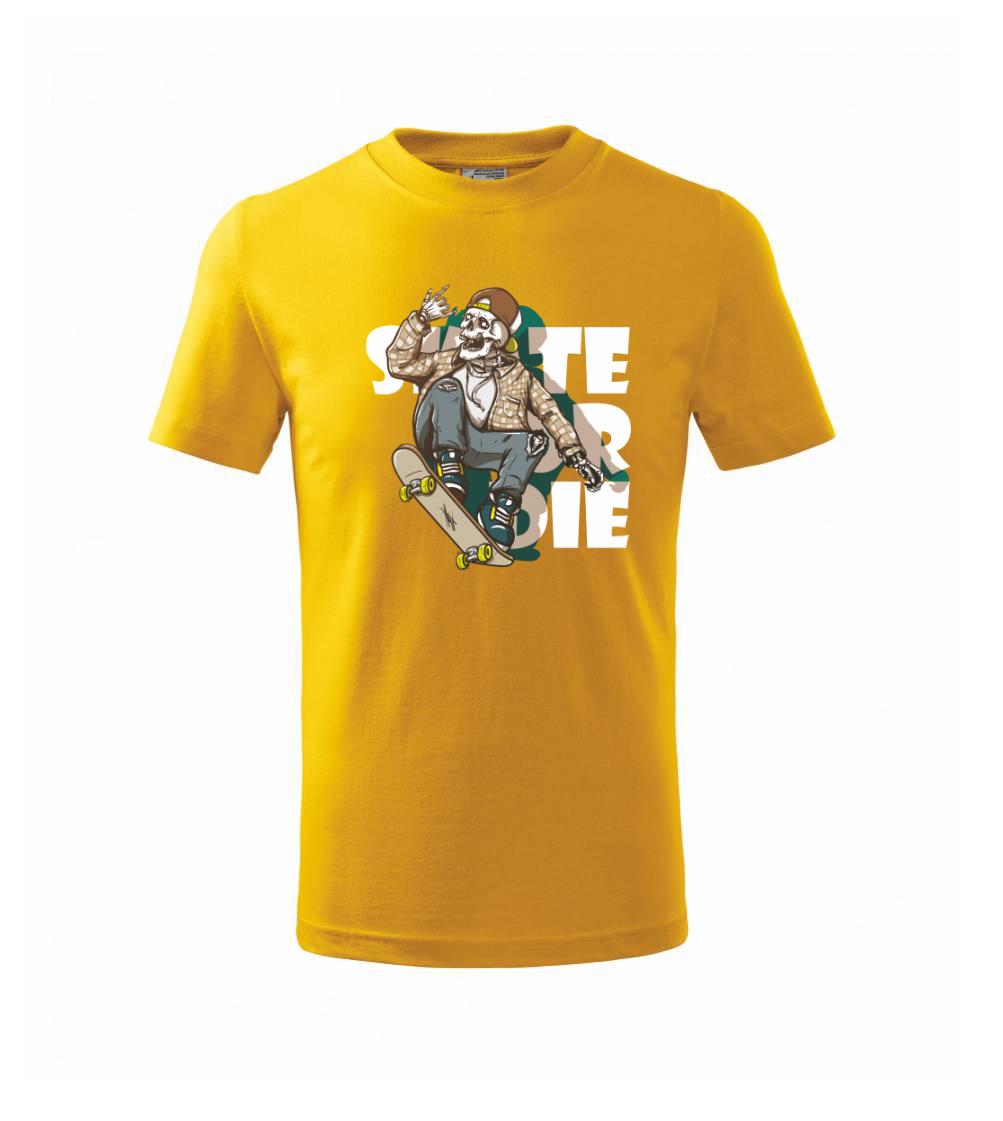 Skull riding skateboard