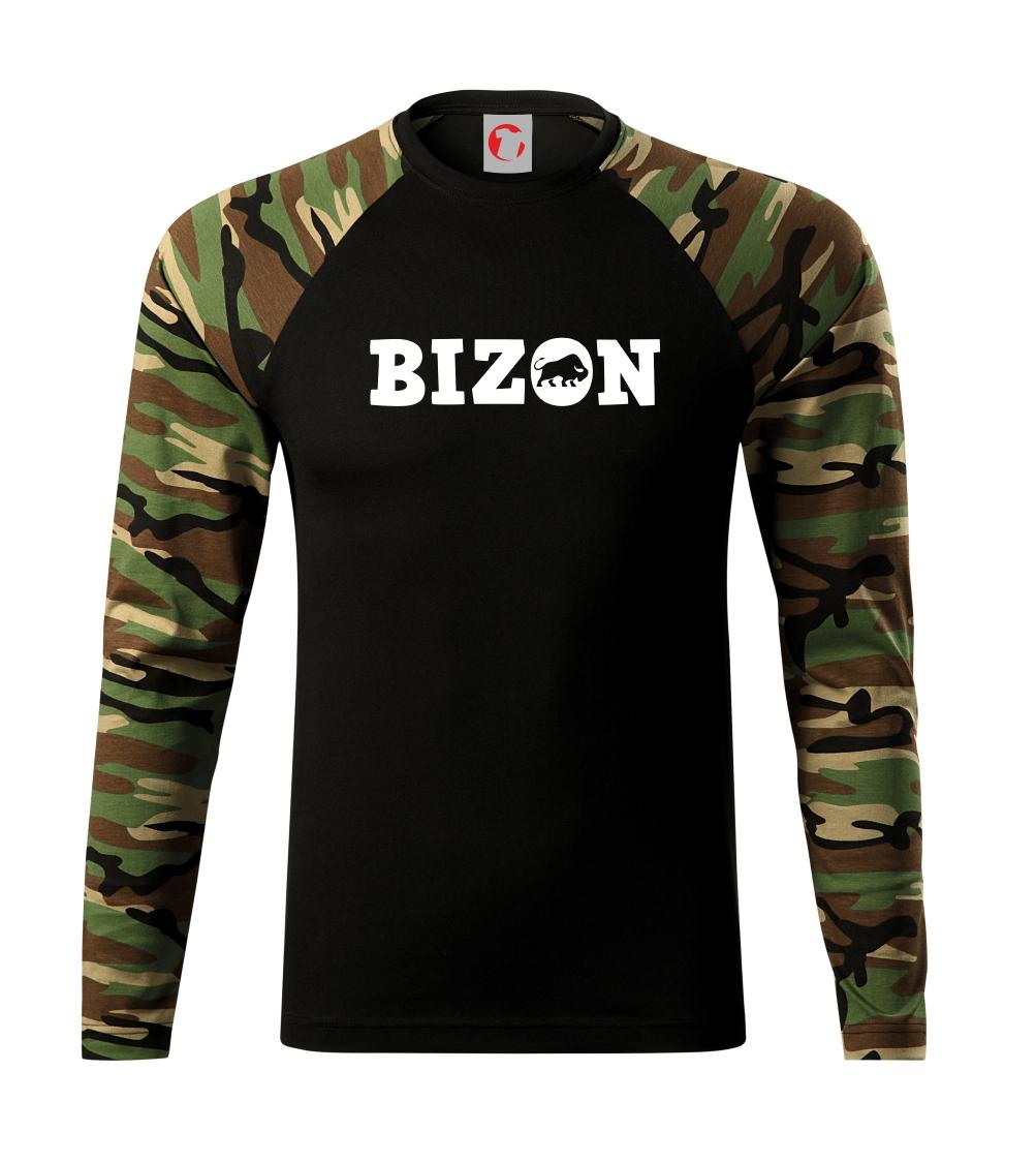 Tričká so zvieratami - Bizon nápis - Camouflage LS