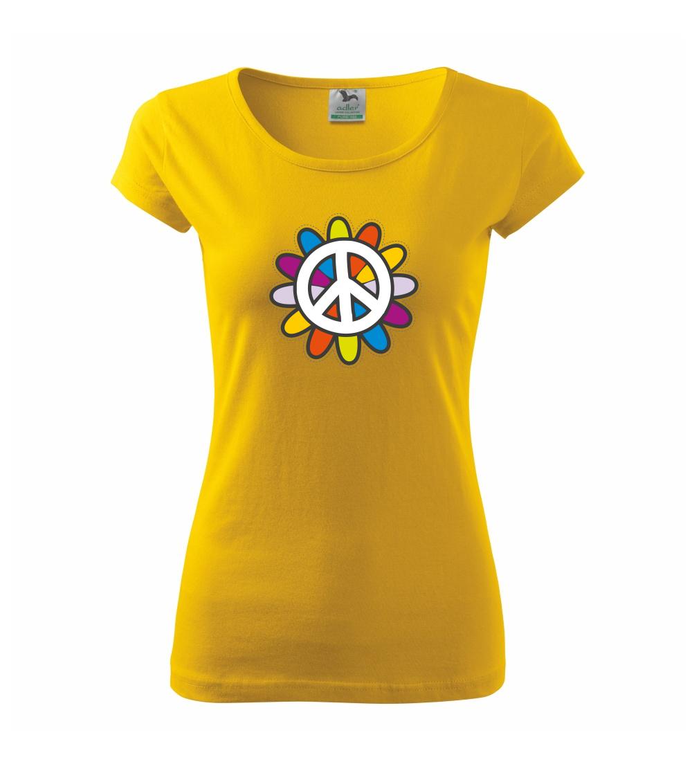 Peace symbol s kreslenou kvetinou