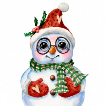 Snehuliak kreslený s okuliarmi