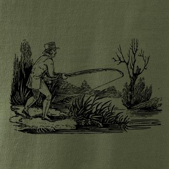 Kreslený rybár nahradzujúci