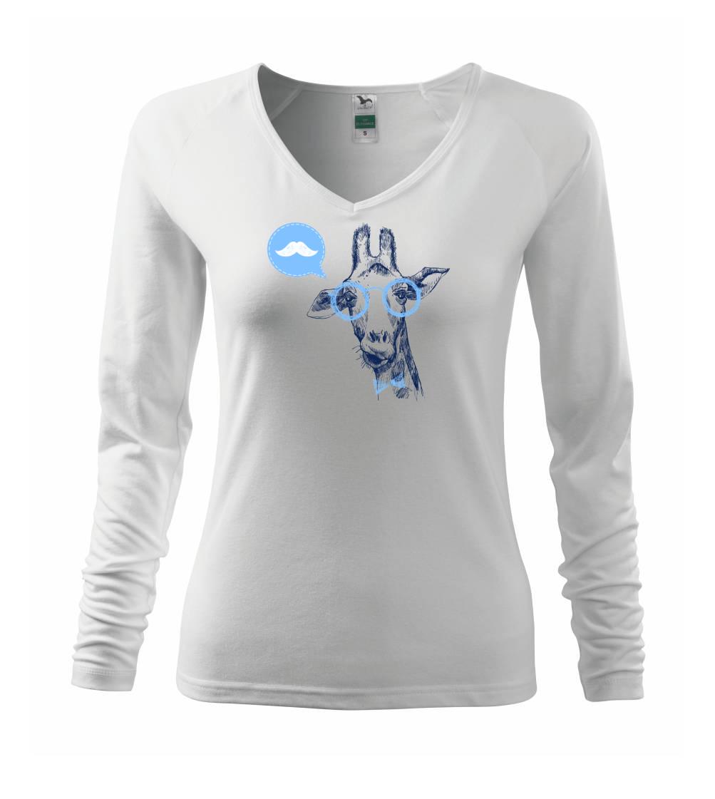 Tričká so zvieratami - Žirafa s fúzikmi - Tričko dámske Elegance