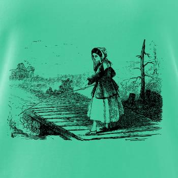 Kreslené dievča na rybách