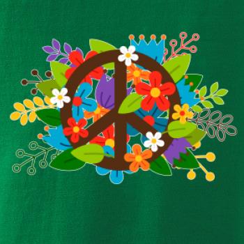 Peace symbol prerastený kvetinami