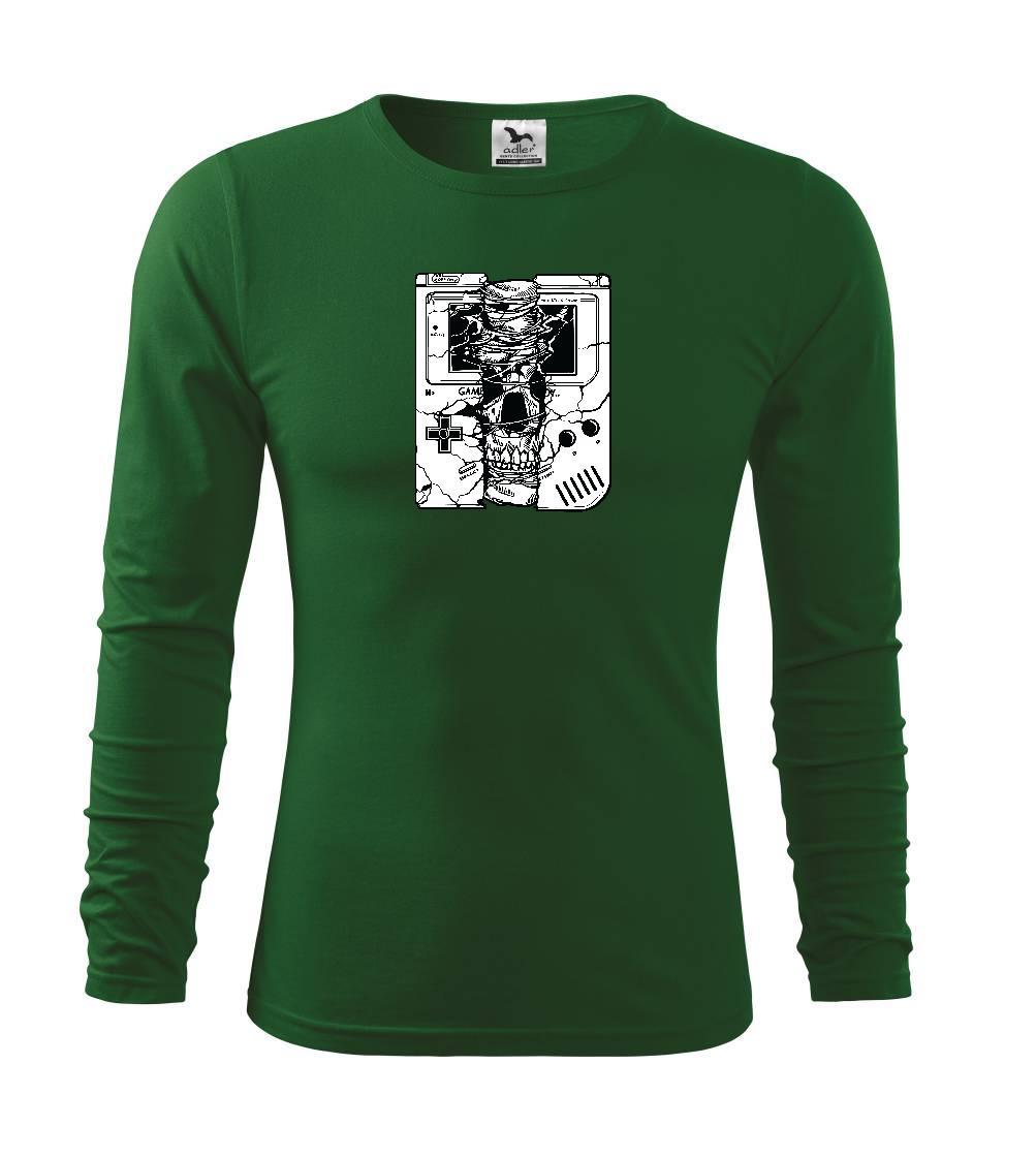 Tričká pre ajťákov - Gameboy Skull - Tričko s dlhým rukávom FIT-T long sleeve